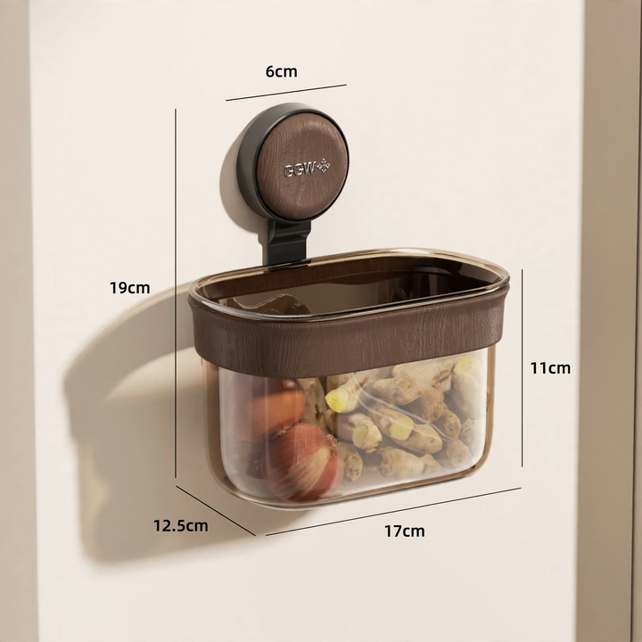 Wall-mounted storage basket with suction cup, model DA1426