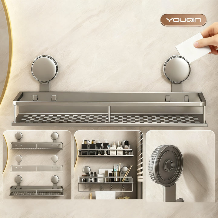 Suction Cup Wall Shelf Bathroom, Space Aluminum