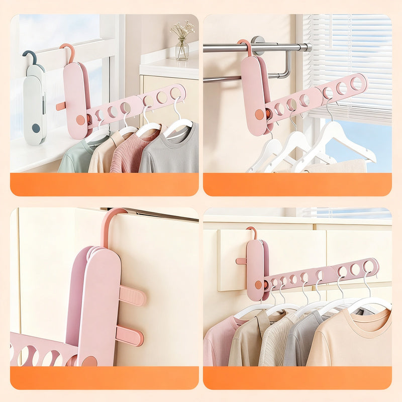 Foldable laundry rack made of plastic, 7 hooks