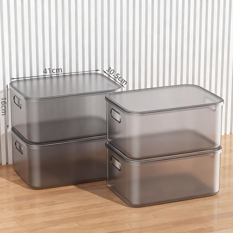 Transparent storage box made of plastic