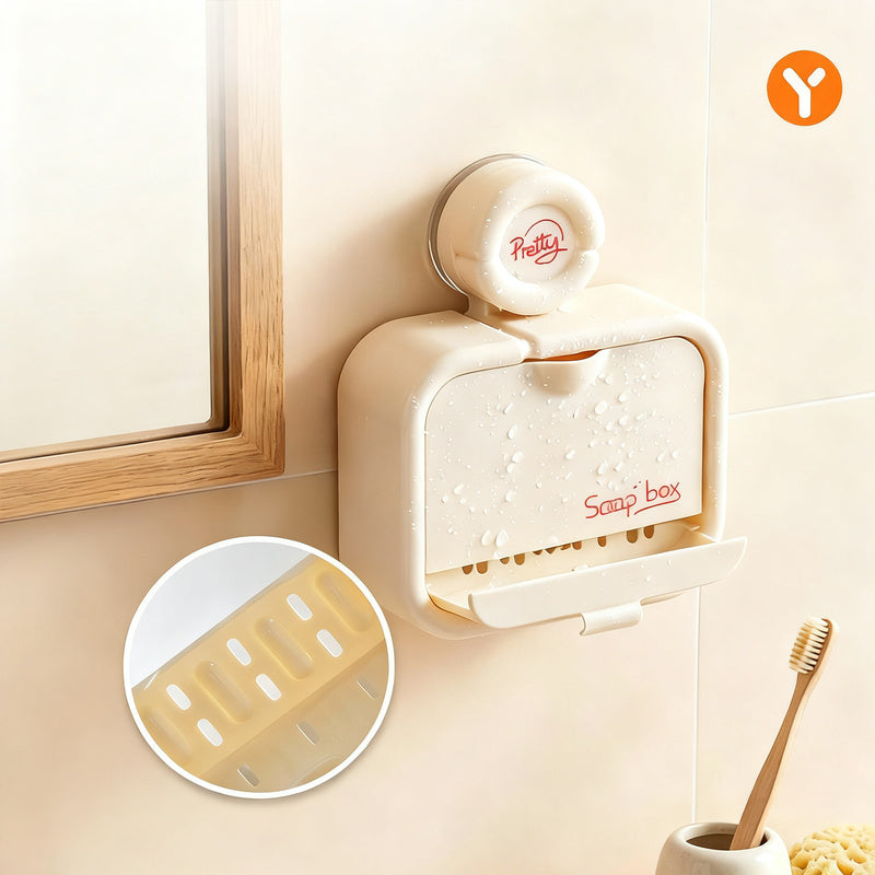 Wall-mounted soap dish with suction cup