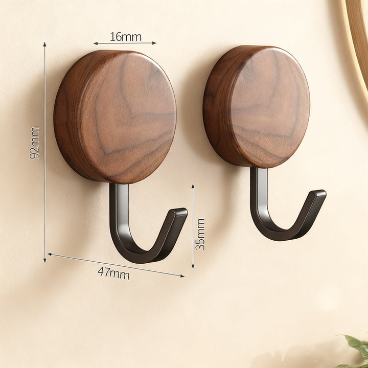 Wooden coat rack with adhesive surface, walnut look