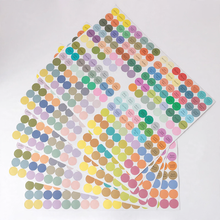 Round labels for bottles, self-adhesive