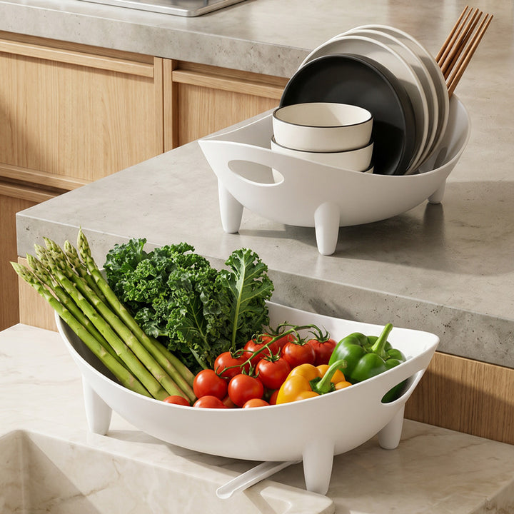 Dish drying rack with drip tray, plastic