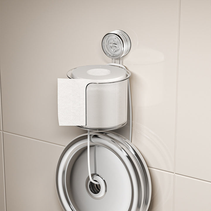 Suction cup toilet paper holder, wall mounted