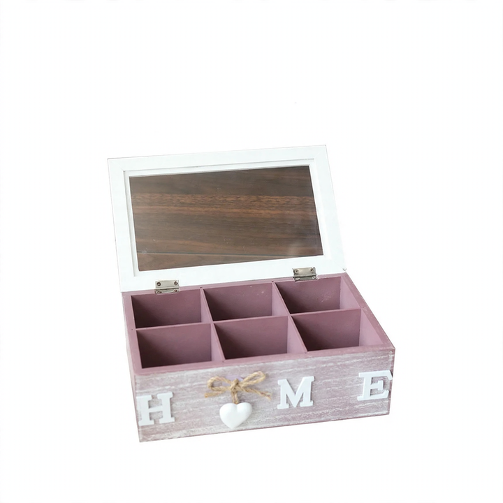 Wood storage box with compartments, modern design