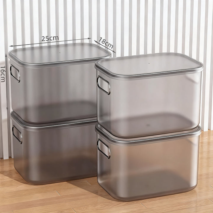 Transparent storage box made of plastic