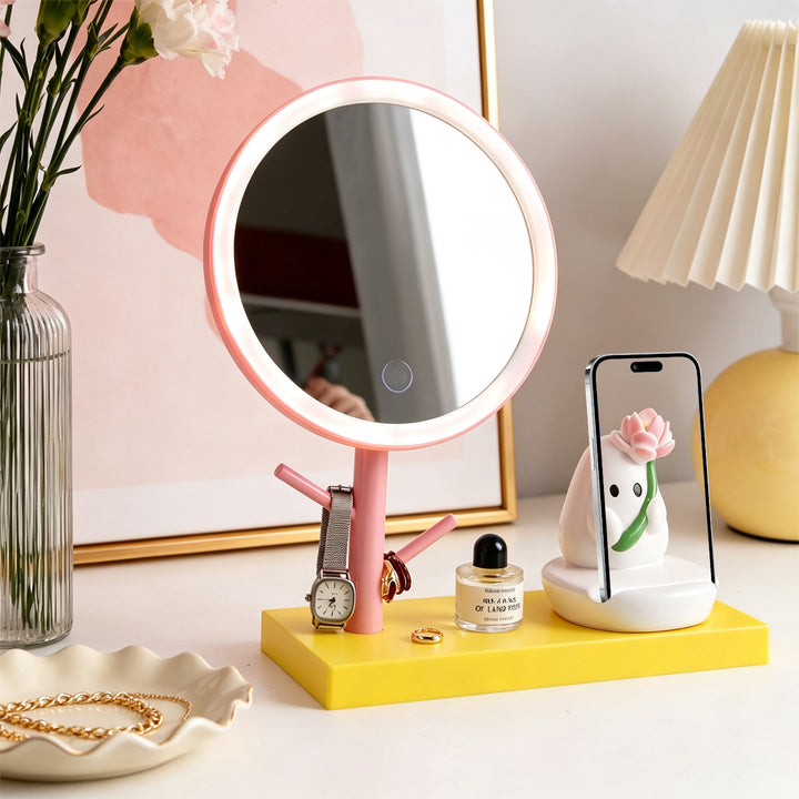 LED Makeup Mirror with Phone Holder and Lighting
