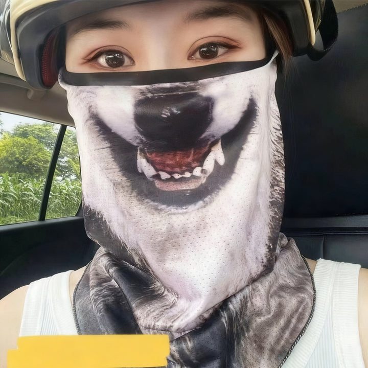 Bicycle sun protection mask with animal motif