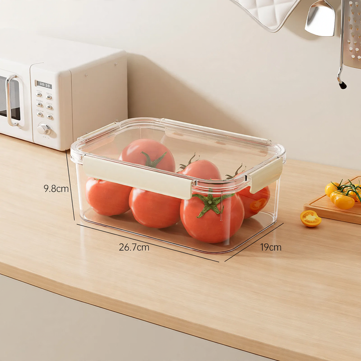 Transparent storage box with a tight lid