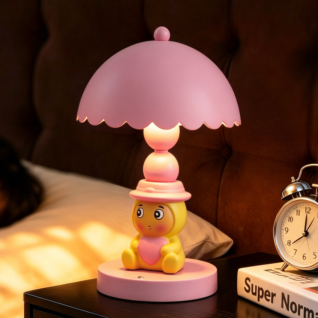 Cartoon table lamp with hat, children's room