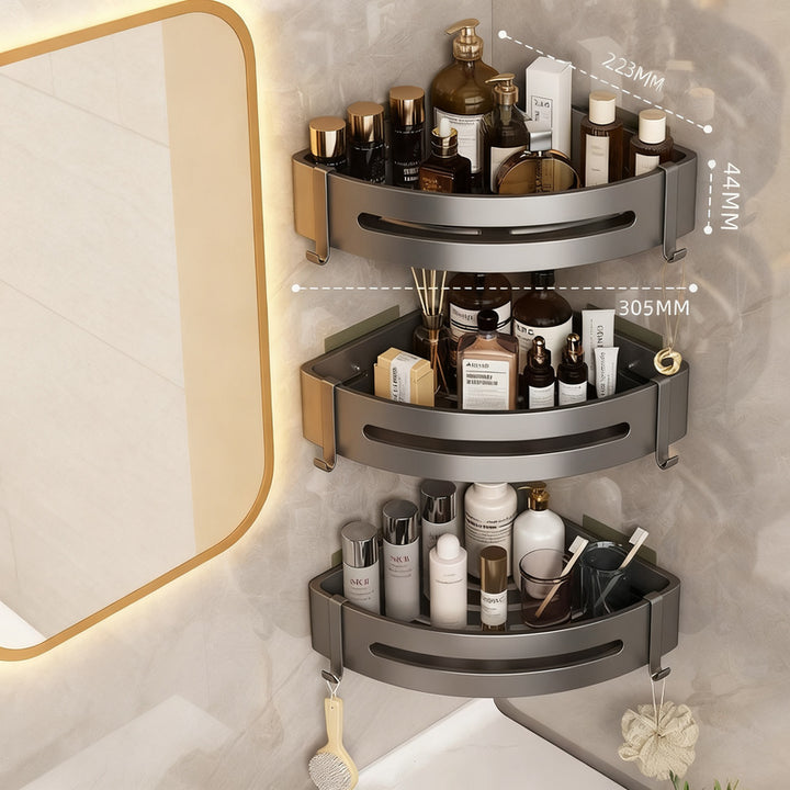 Triangle corner shelf for bathroom, no drilling