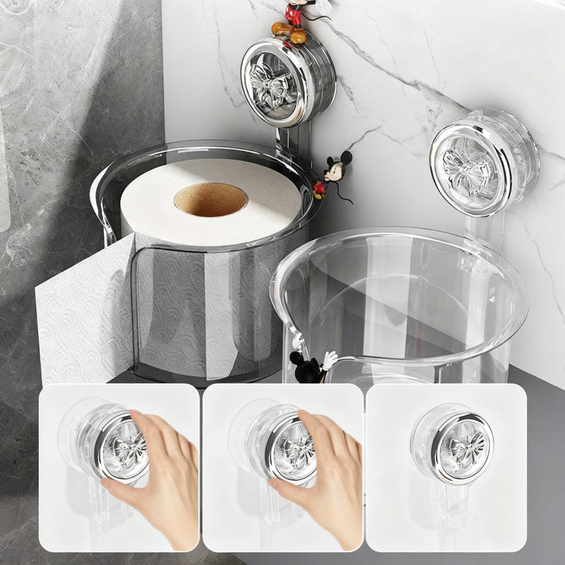 Toilet paper holder with suction cup, wall mountable