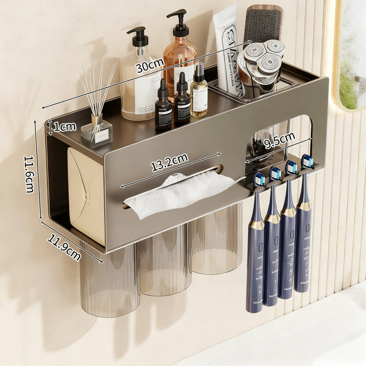 Toothbrush holder with magnetic attachment