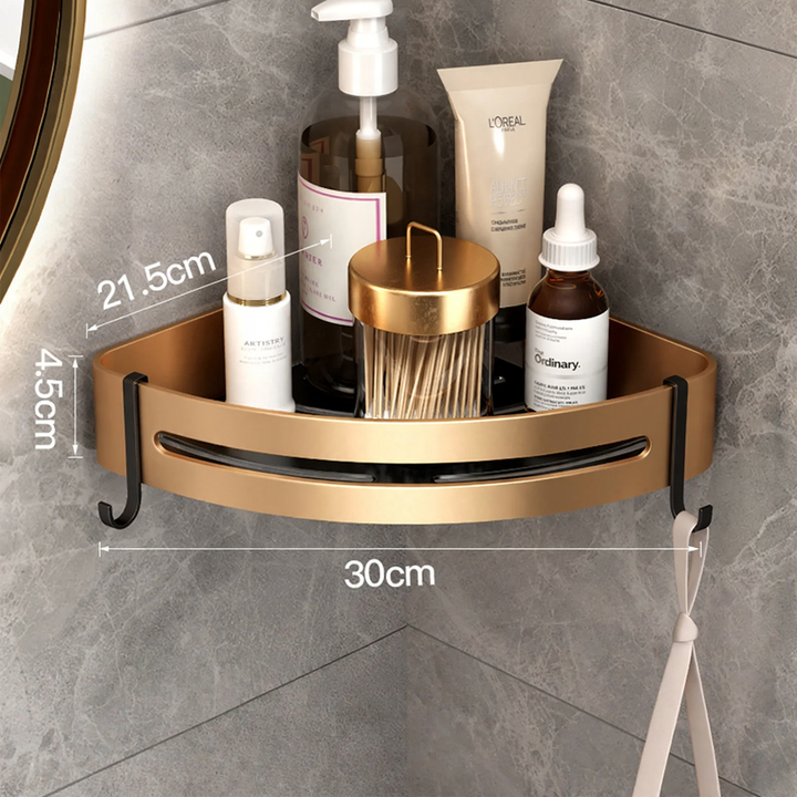 Bathroom shelf, aluminum, triangular, no drilling