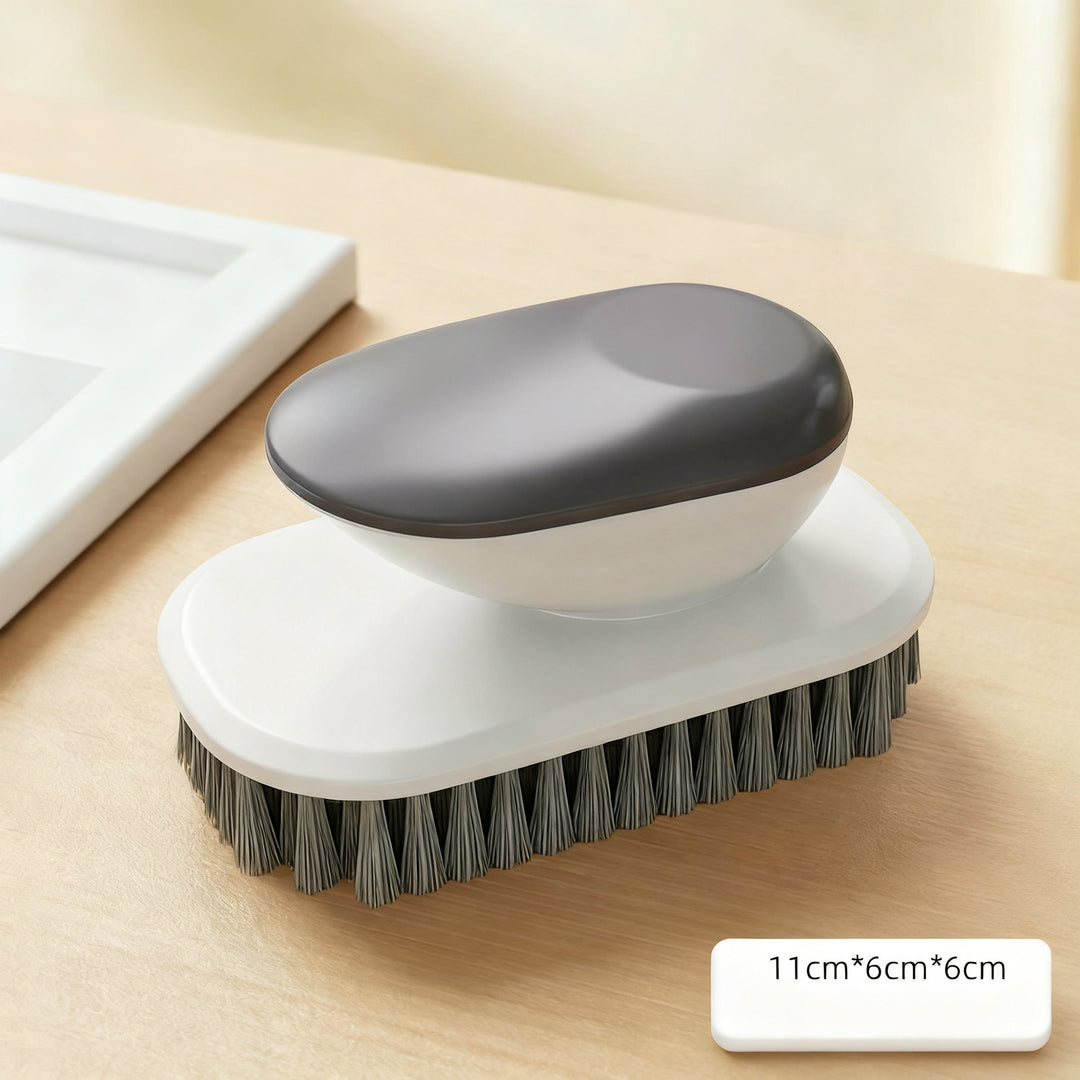 Shoe brush with long handle, double-sided