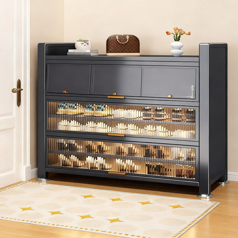 Steel shoe cabinet with dust protection for hallway