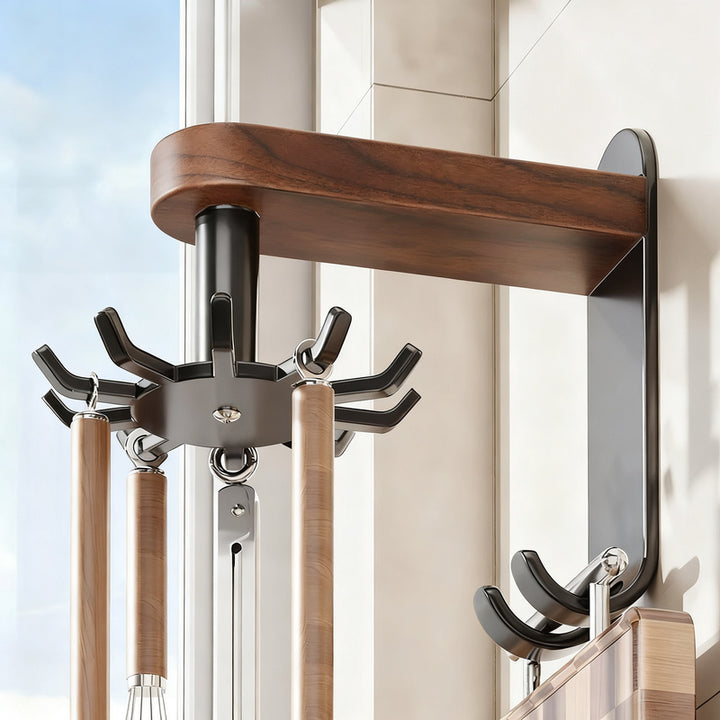 Rotating kitchen stand made of walnut