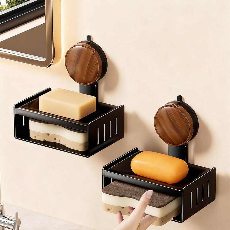 Double-layer soap dish with suction cup