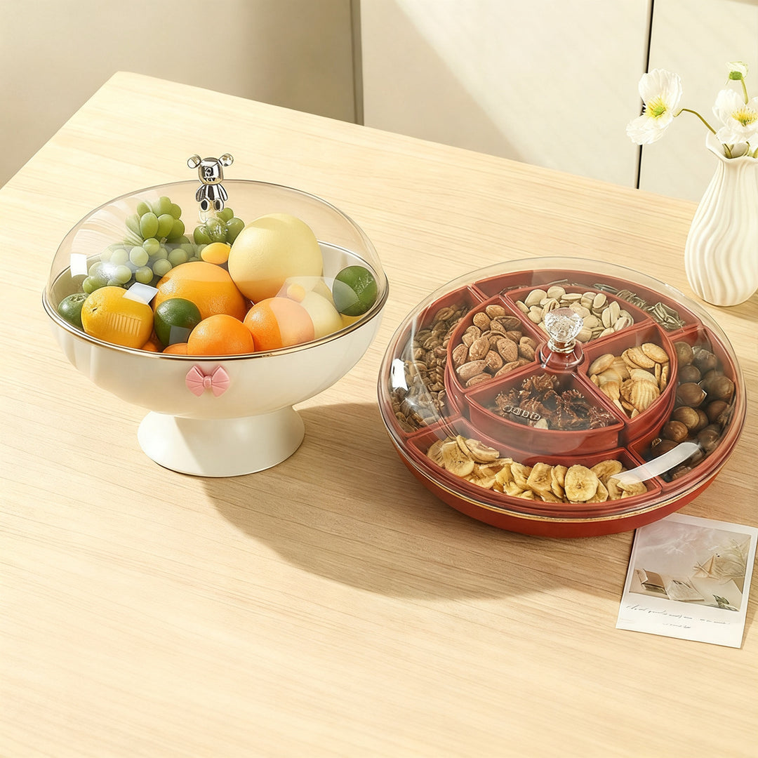Rotatable nut shell with 8 compartments, sealable