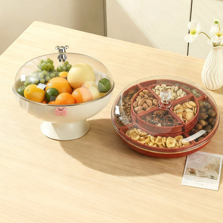Rotatable nut shell with 8 compartments, sealable