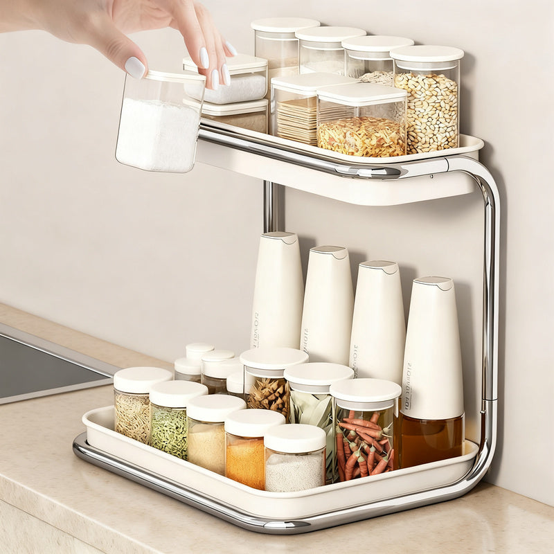 Multi-tiered spice rack for the countertop