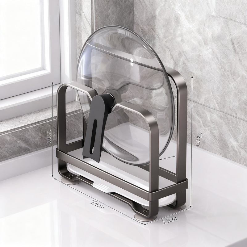 Kitchen stand for lids, knives, and cutting boards