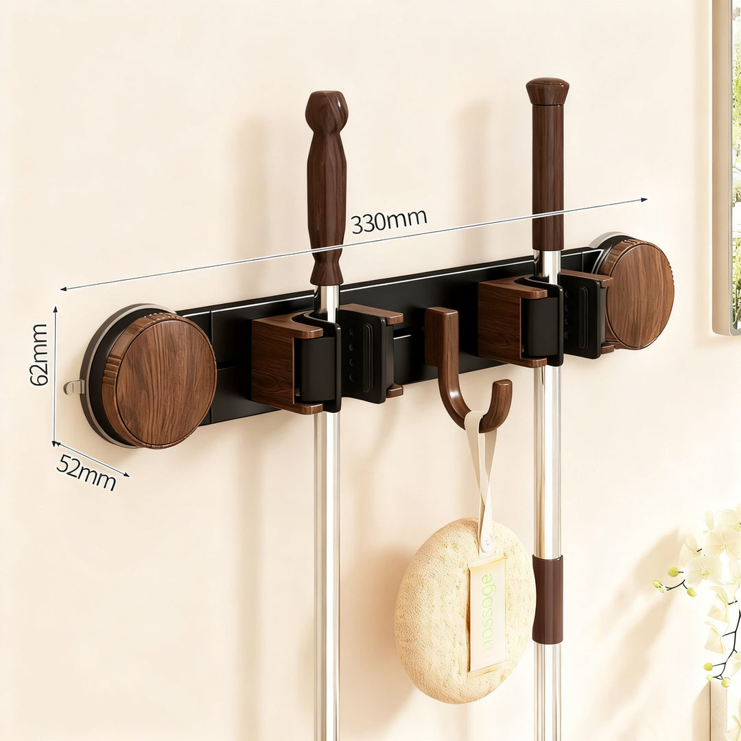 Wall mount for broom and mop made of aluminum