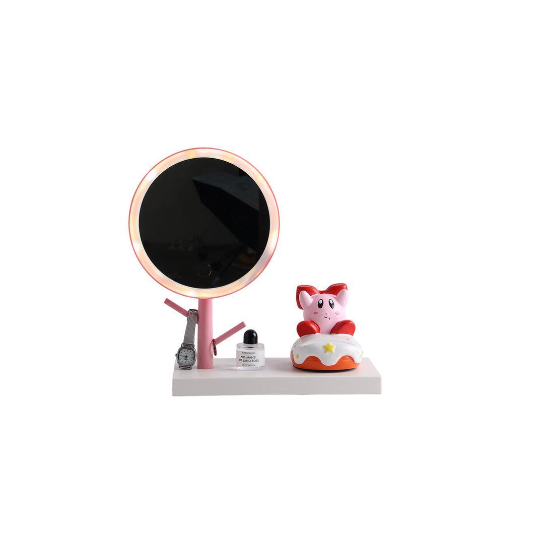 LED makeup mirror with smartphone holder