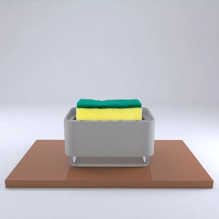 Soap dispenser with sponge and cleaning cloth