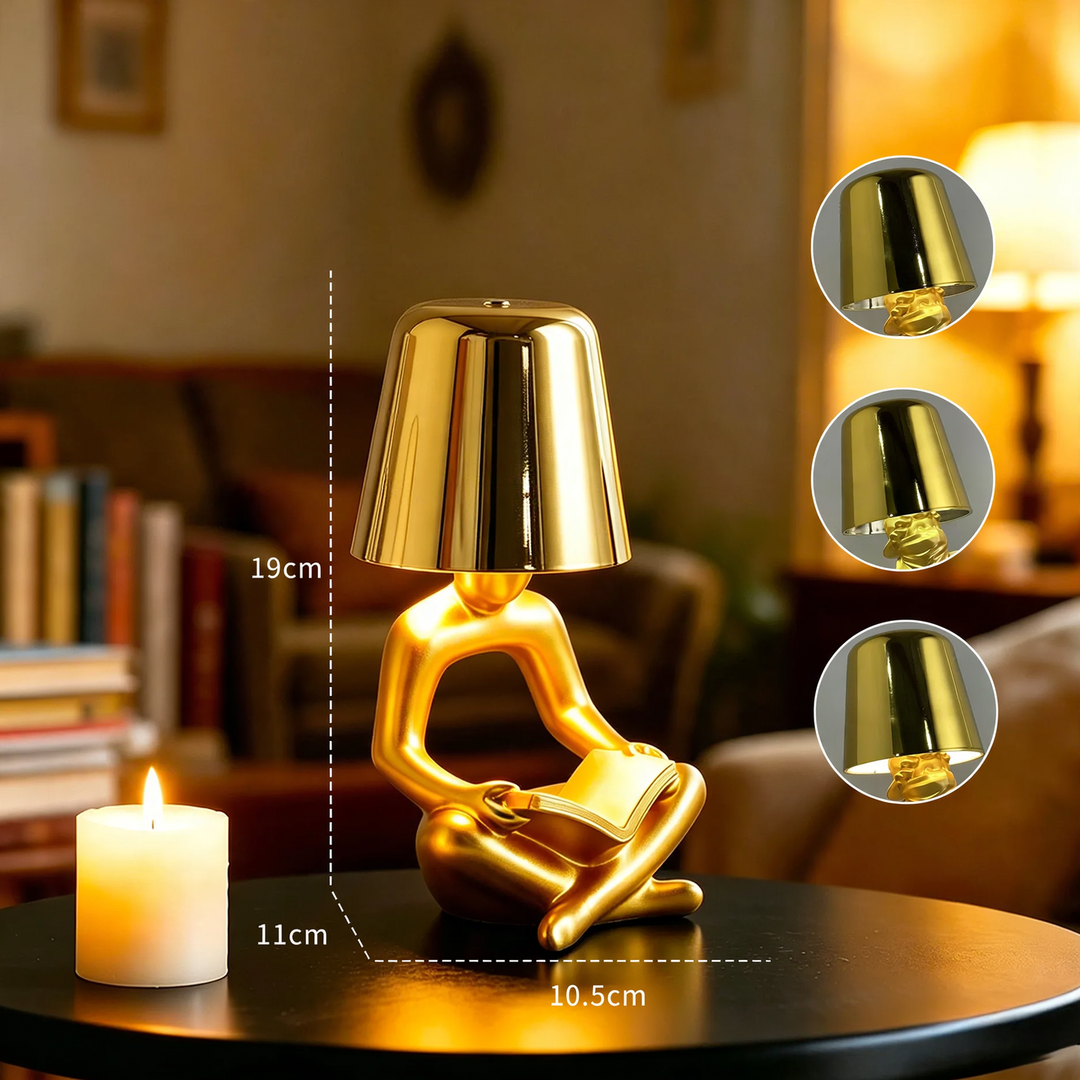 Abstract reader figure table lamp, multi-colored selectable