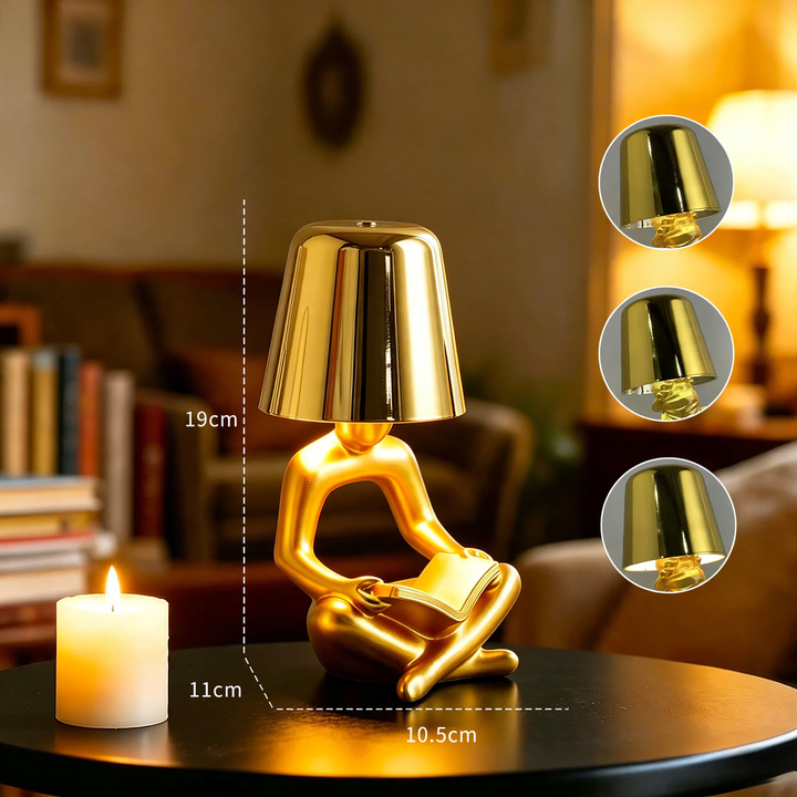 Abstract reader figure table lamp, multi-colored selectable