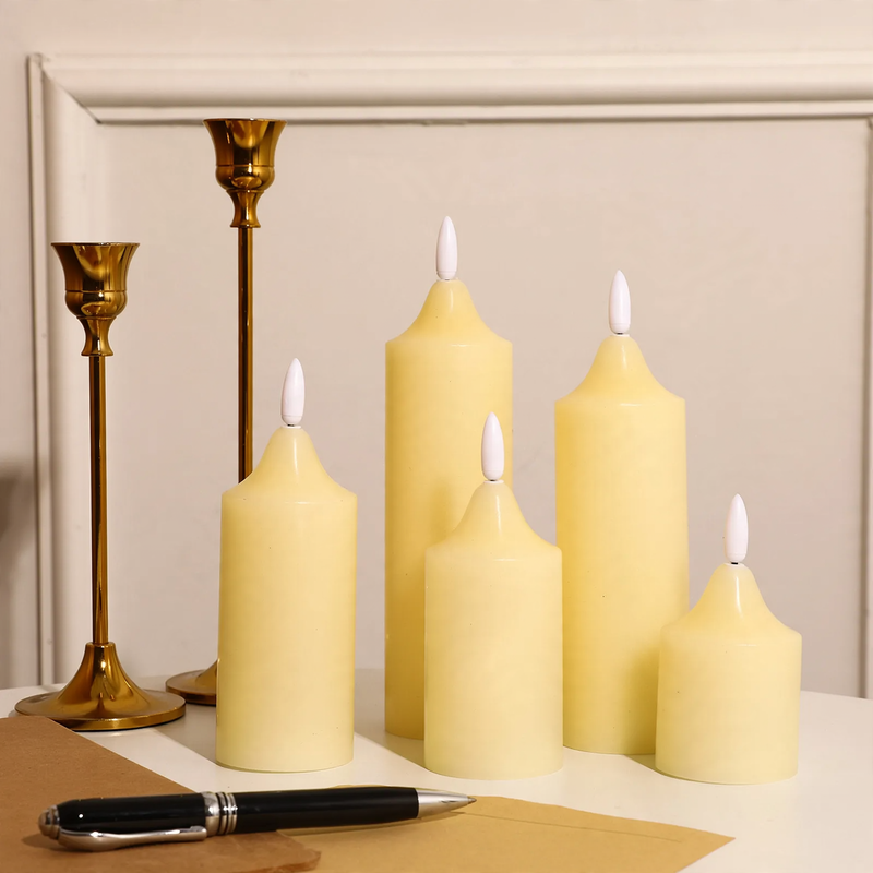 Decorative LED candle, cylindrical, resin