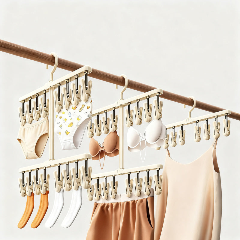 Foldable drying rack with clips