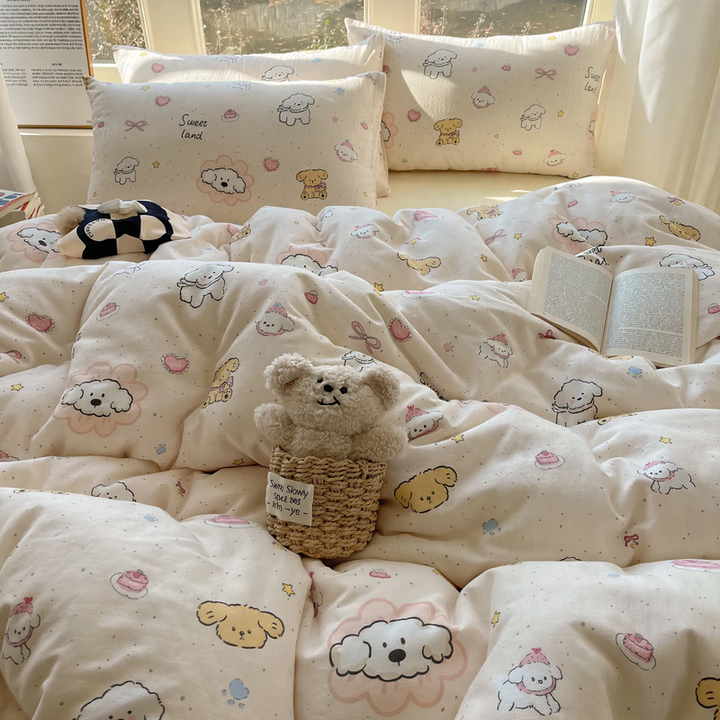 Cotton bedding set with double gauze, 4-piece