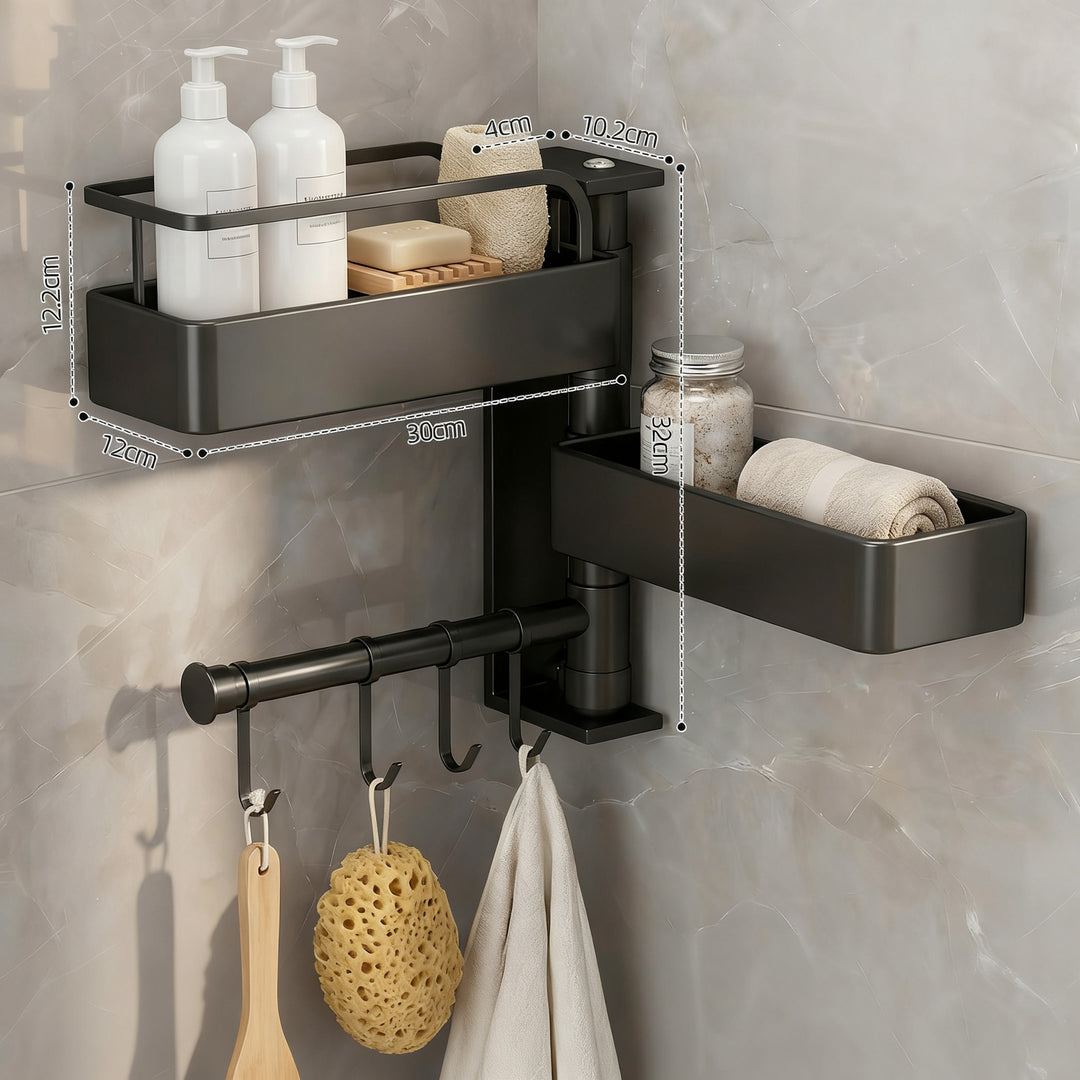 Rotatable bathroom wall shelf made of carbon steel