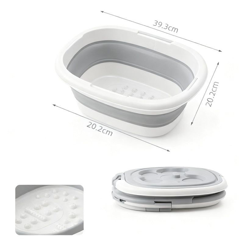 Foldable foot bath with massage function