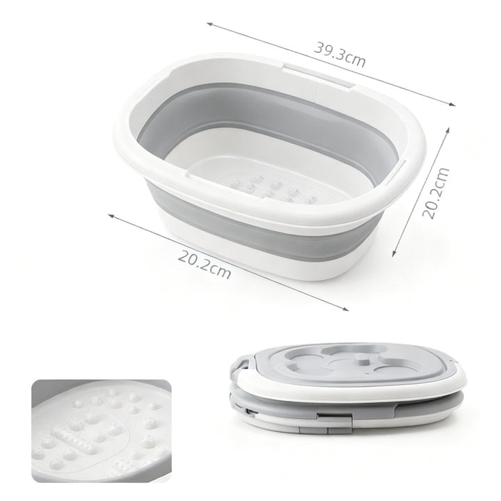 Foldable foot bath with massage function