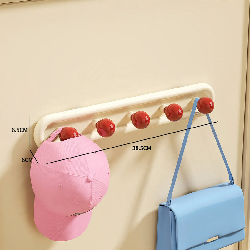 Towel holder with 5 hooks, suction cup or adhesive