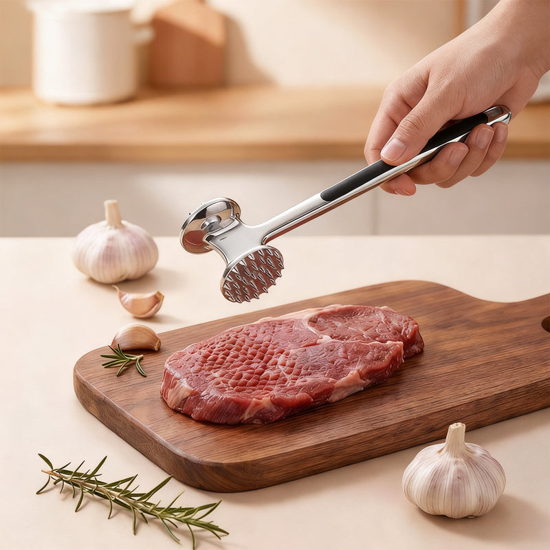 Double-sided meat tenderizer
