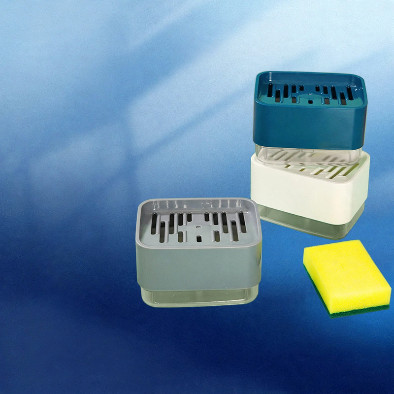 Soap dispenser with sponge and cleaning cloth
