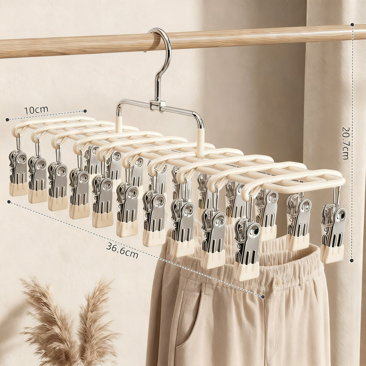 Stainless steel laundry rack with multiple clips