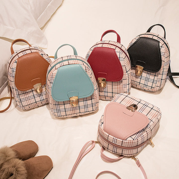 PU backpack with grid pattern, waterproof