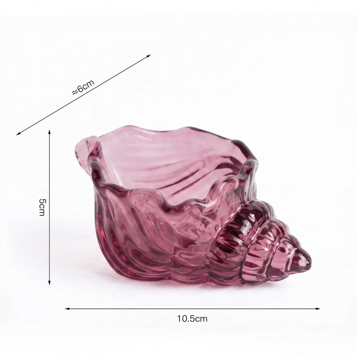 Shell-shaped glass candle holder in color