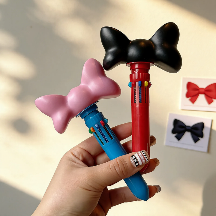 Multicolored ballpoint pen with ribbon design