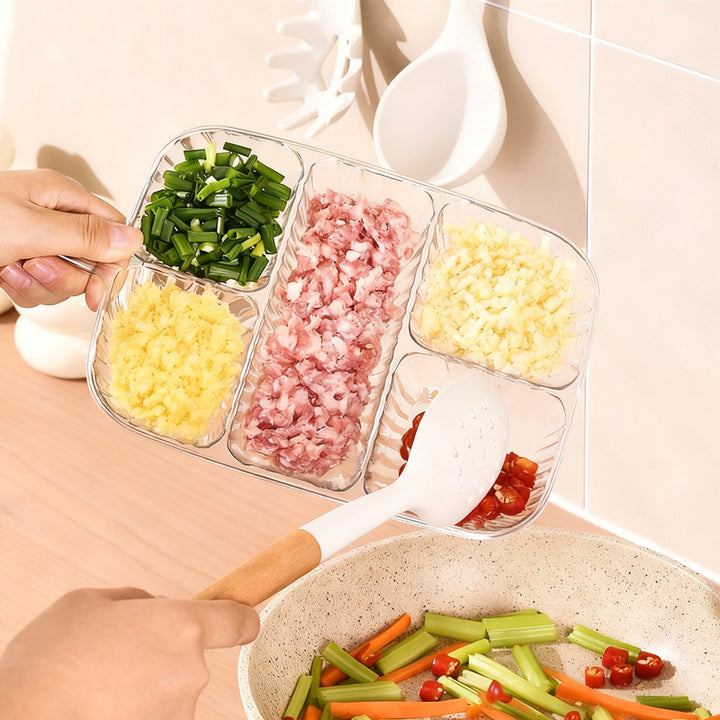 Divided serving tray with compartments, wall mountable