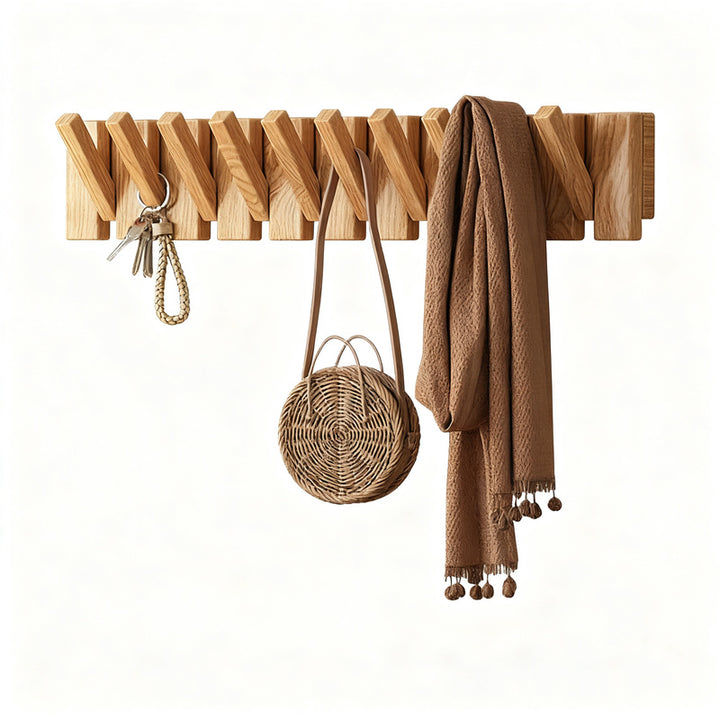 Wall coat rack made of rubber wood