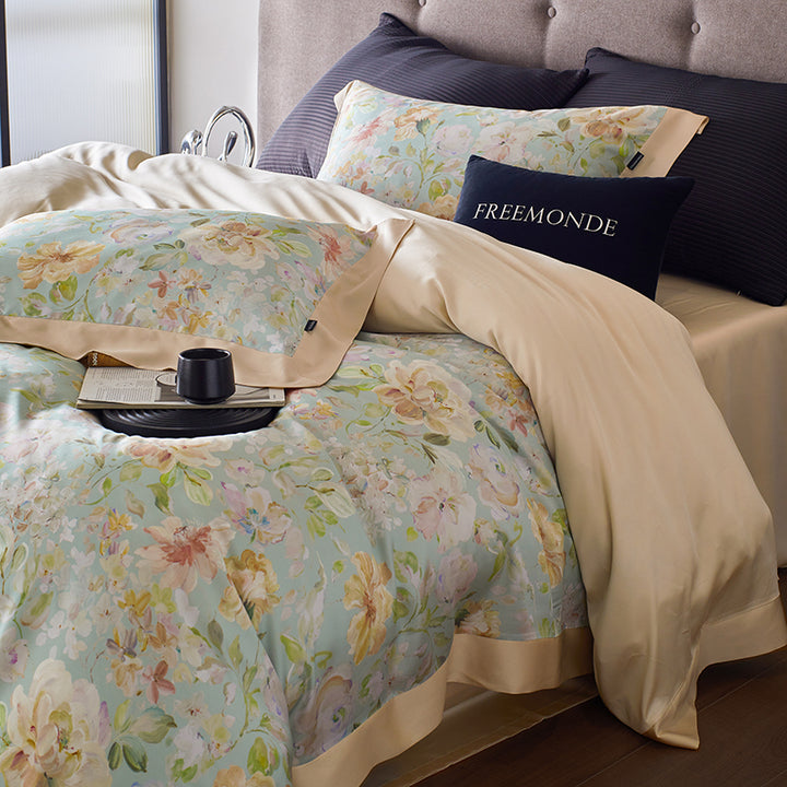 Bedding set made of lyocell with floral pattern