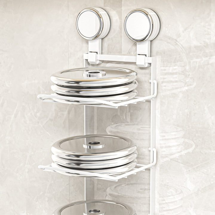 Suction cup preparation shelf, stainless steel, three-layer