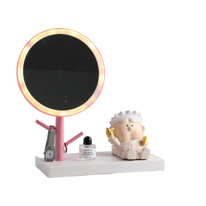 LED cosmetic mirror with phone holder